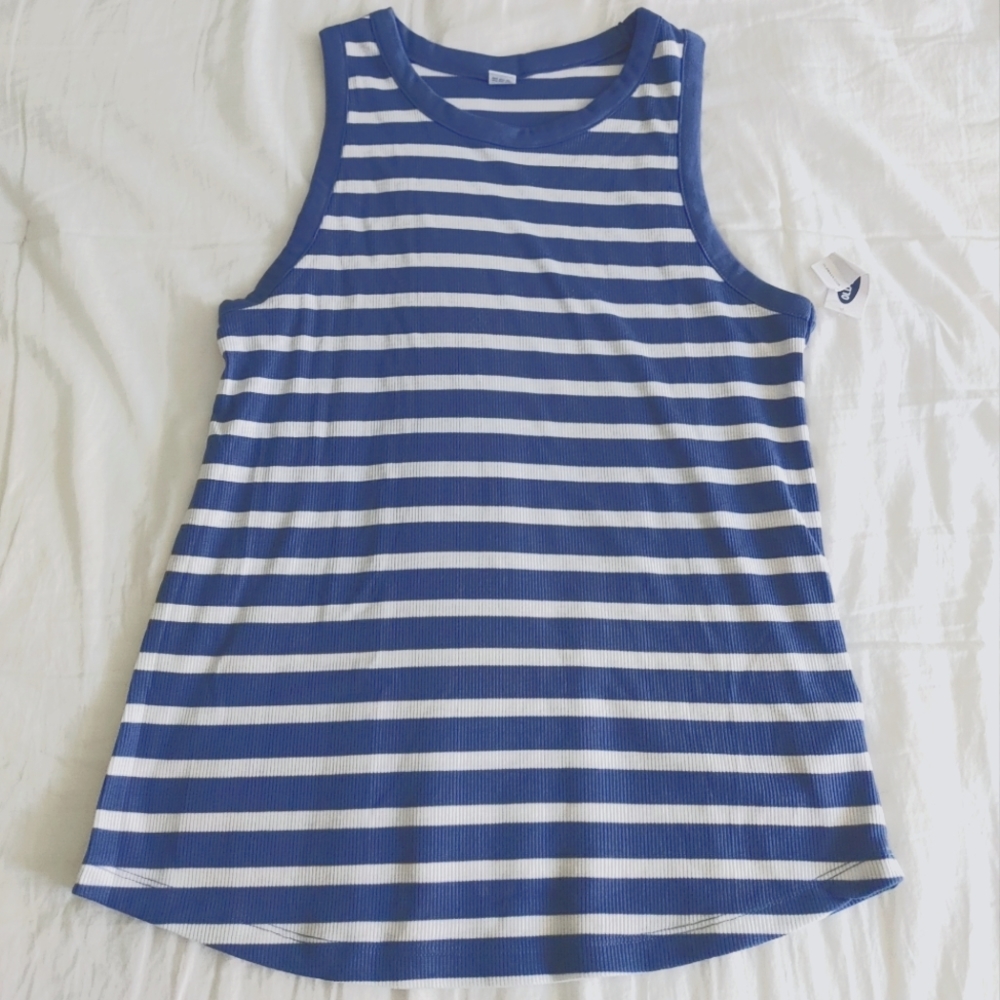 NWT Old Navy striped ribbed shell tank top